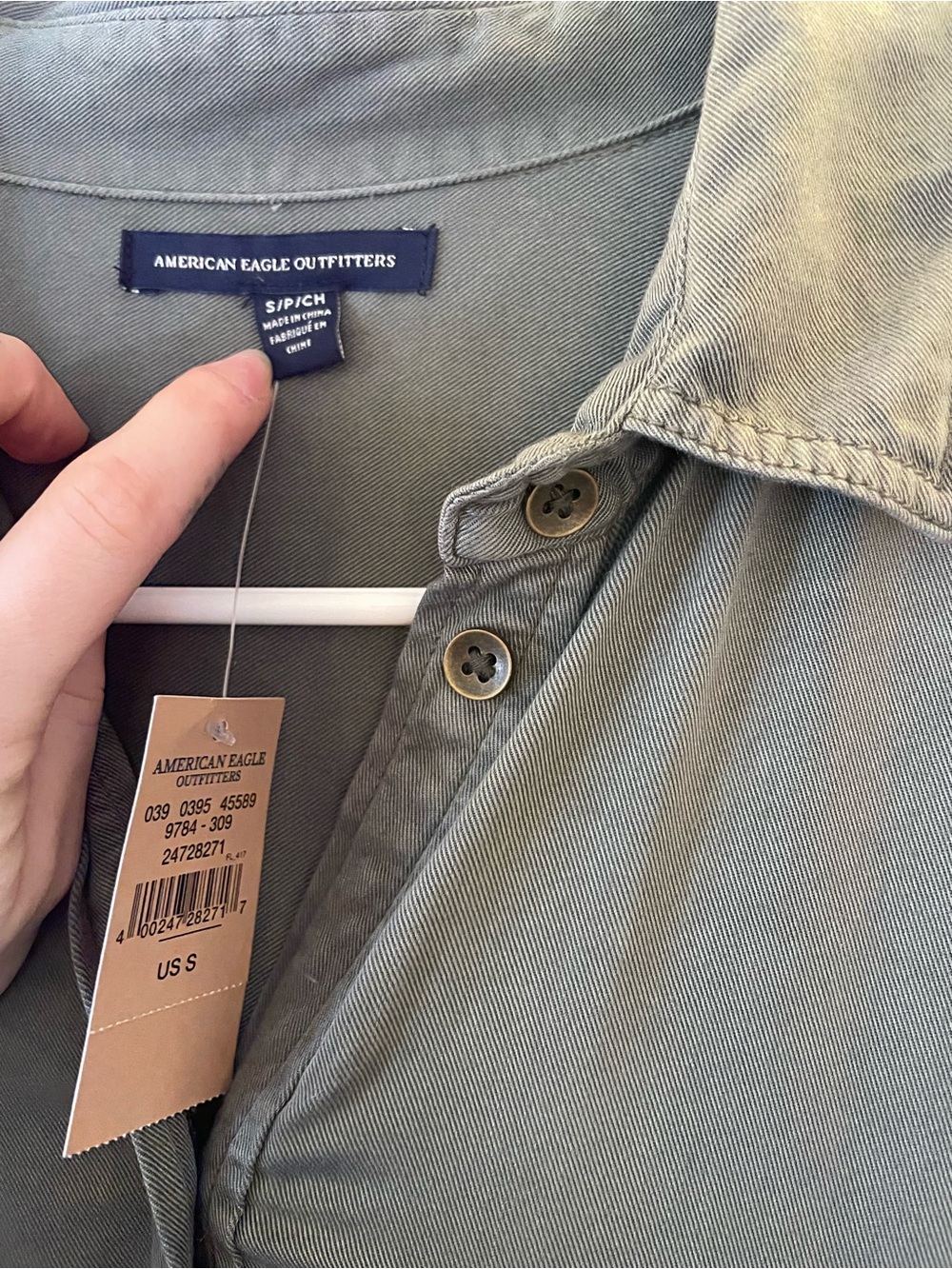American Eagle Outfitters Olive Army Green Button Up Shirt Dress Tie Waist NWT - Picture 11 of 16